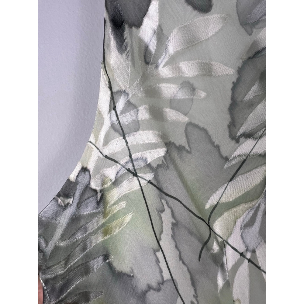 Simply Silk Dress M Green Floral Bias Cut Asymmetrical Midi Silk Blend Y2K Resor - Picture 6 of 6